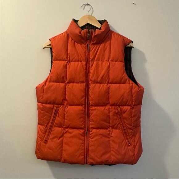 Ralph Lauren Reversible Puffer Vest Jacket Orange Brown Check Medium Cabincore - Picture 4 of 13